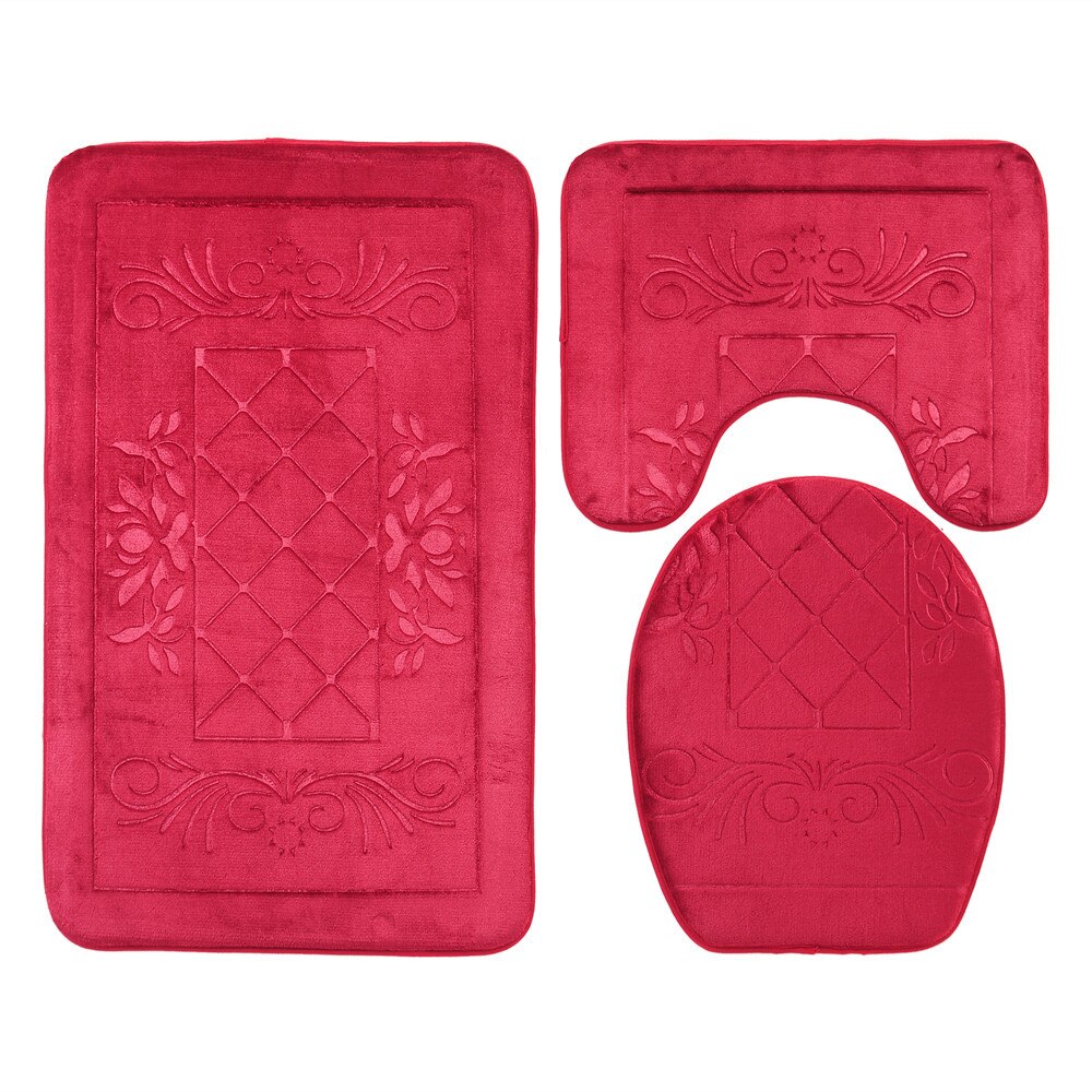 1 set bath mat bathroom set bathroom carpet bathroom rug set Toilet carpet three piece set Anti skid foot pad at cylinder edge: M