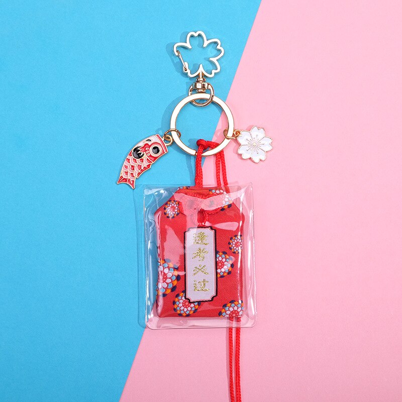 Japanese Culture Cherry Blossoms Pray Fortune Beauty Health Safe Wealth Bag Pendant Keychain Mascot Best Wish Family Friend: passed every exam