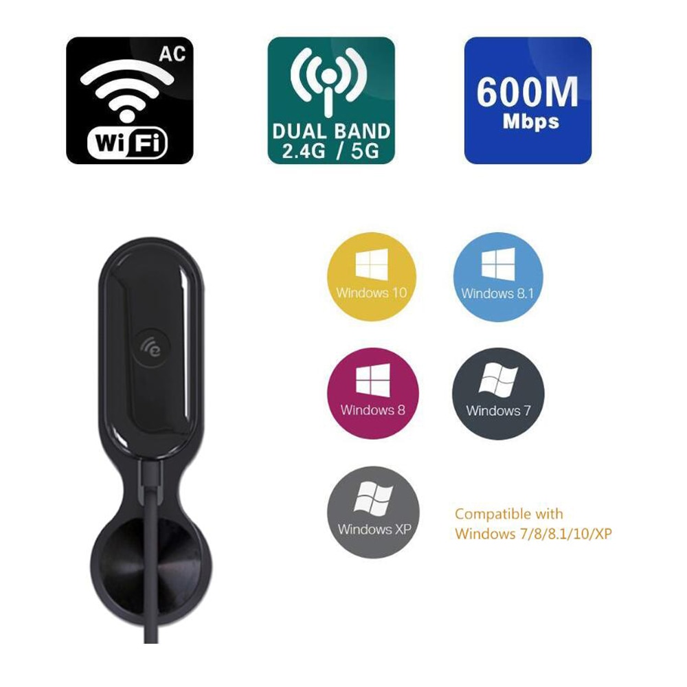 Free Driver Wireless USB Wifi Adapter 600Mbps 2.4G 5G PC Wi-Fi +Bluetooth 4.2 Adapter Lan Wifi receiver Dongle