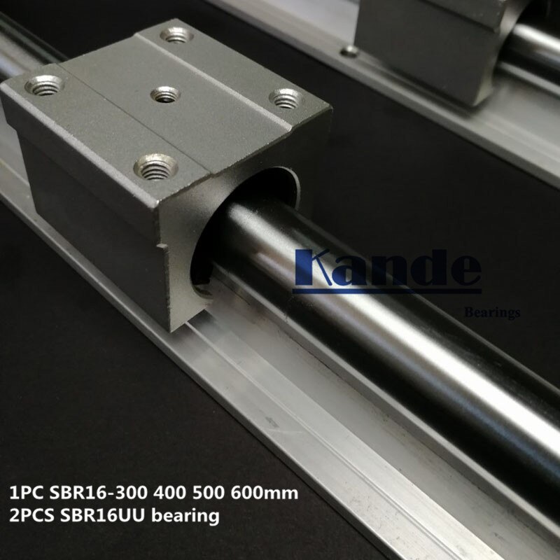 Trilho linear 16mm sbr16-300 400 500mm 1 pç guia linear sbr16 + 2 pçs blocos sbr16laptop para cnc