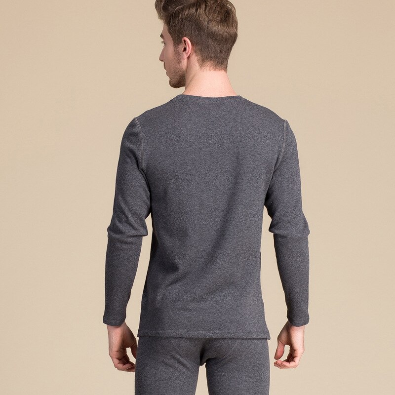 Silk Brushed Round Neck Thermal Underwear Cover Men 100% Silk and Plush Thickened Bottomed Autumn Clothes and Autumn Pants 8100