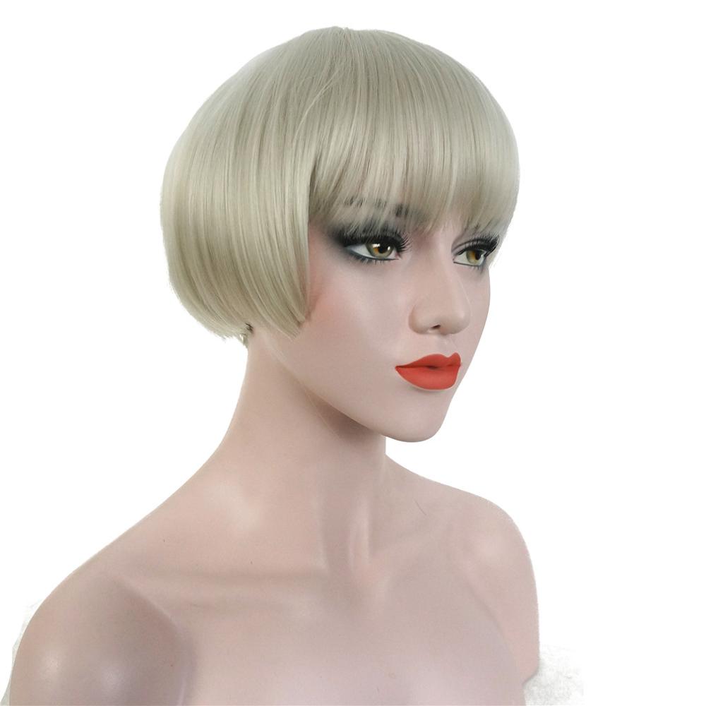 StrongBeauty-peluca sintética para hombre y mujer, cabellera artificial para disfraz de Bob corto, Jazz Gatsby, color blanco, años 20: Gris plata