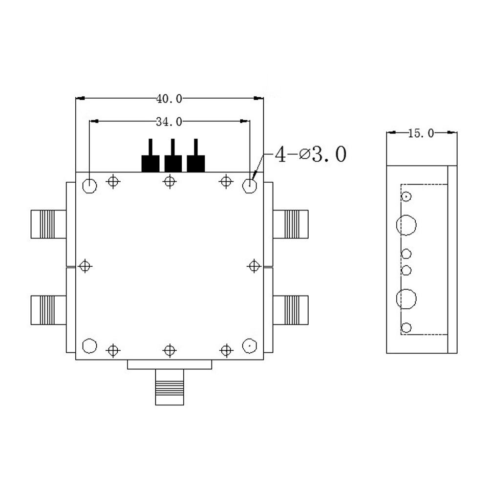 0.1-6GHz SP4T Switch 1 To 4 RF Single Pole RF Switch All Four Microwave Electronic Switches Control Microwave Signal Channel
