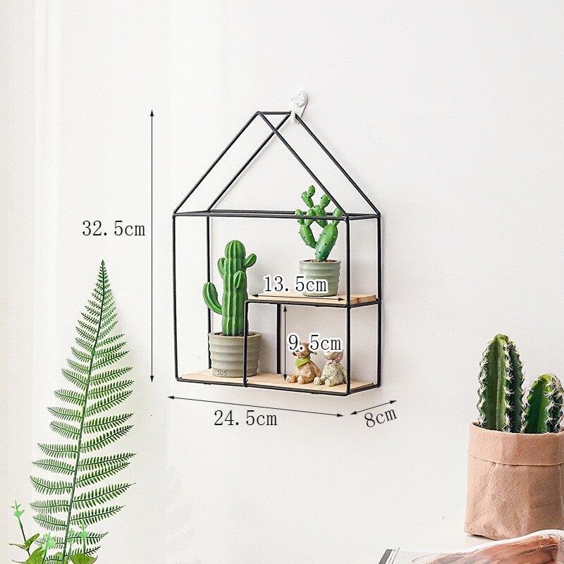 Best Wooden Gold Storage Racks Hanging Decor Storage Box Flower Pot House Storage Rack Wall Book Figurines Display Craft Shelves: A