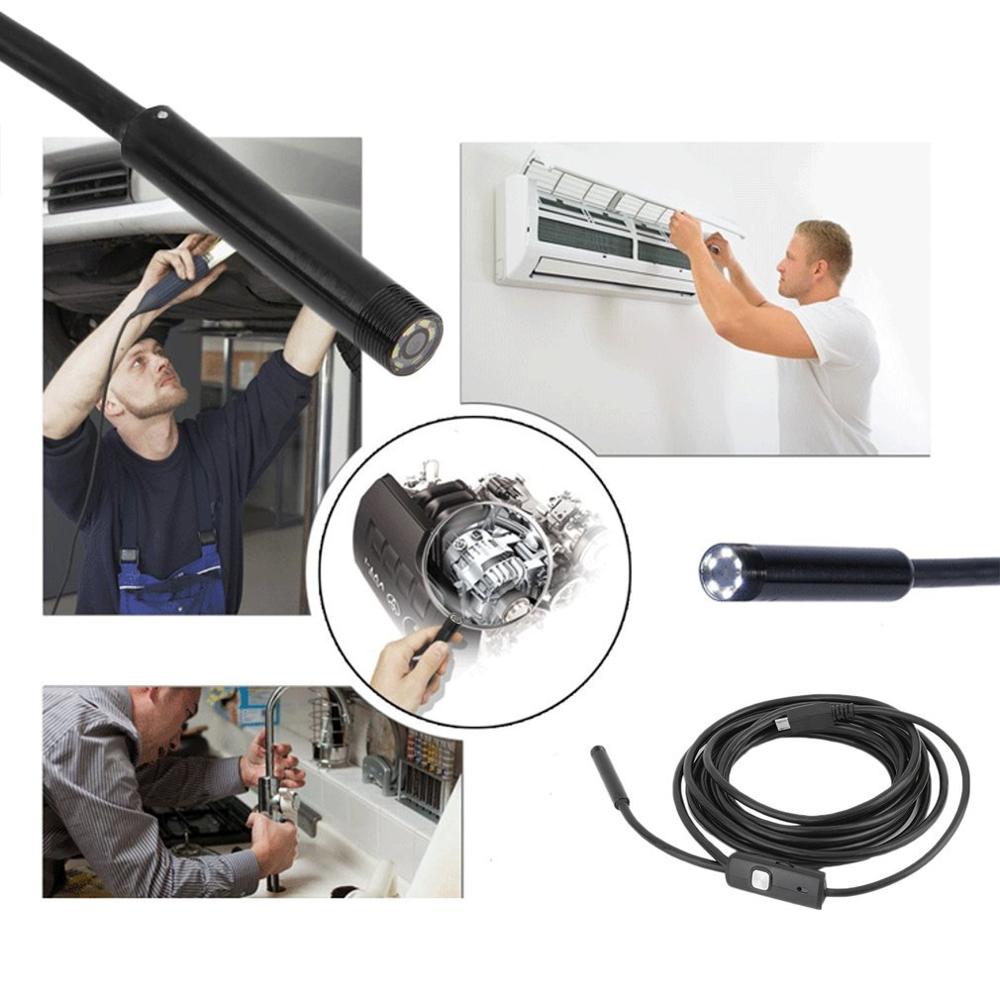 Flexible 7mm Endoscope IP67 Waterproof Micro USB Inspection Endoscope Camera for Android Smartphone Endoscope 6LEDs Adjustable