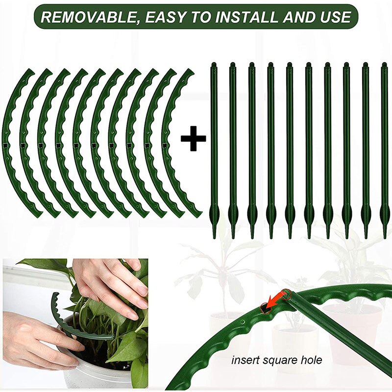 Garden Plant Support Cages Half Round Flower Holder Stake Plastic Flower Pot Climbing Trellis Orchard Rod Gardening Bonsai Tool