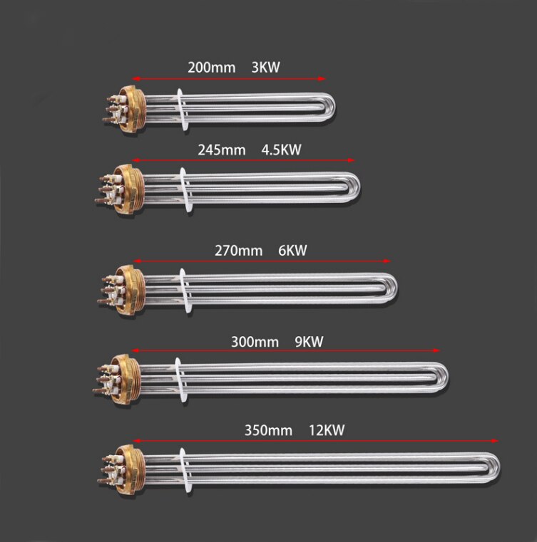 DN40 1.5inch BSP Thread Electrical Heating Pipe Water Heater Immersion Element 3KW/4.5KW/6KW/9KW/12KW 220V/380V