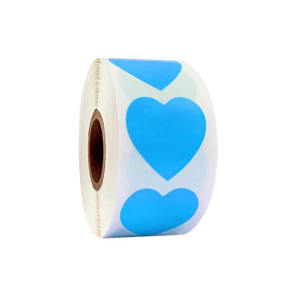 500pcs Chroma Label Color-Code heart Labels stickers Black white green blue orange red brown yellow gold stationery stickers: Blue