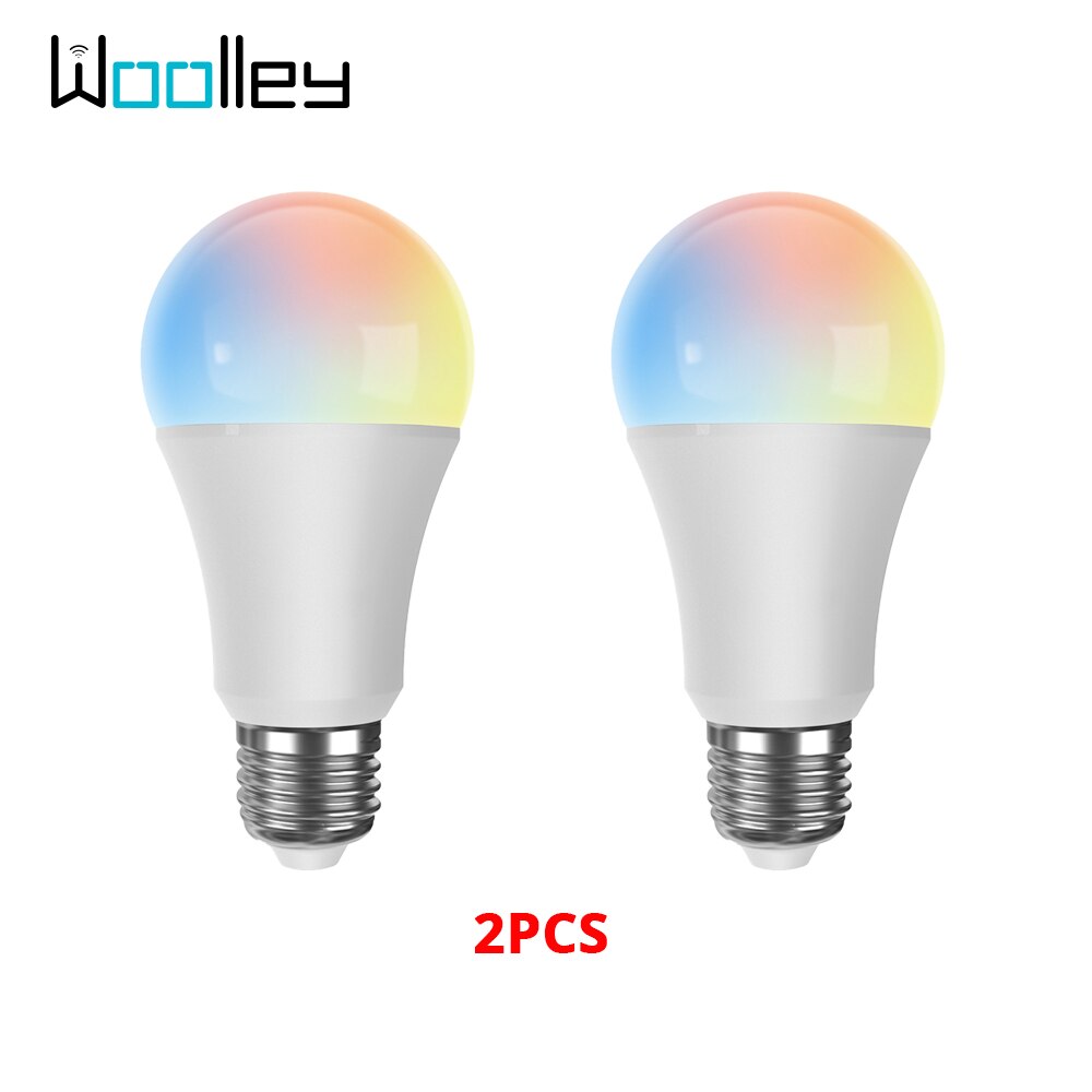 Woolley wlan-smart-glühbirne mit  e27 leds 9w rgb-farben, dimmbar 220v wlan-fähig, sprachsteuerung, kompatibel mit alexa und google home: 2 stck.