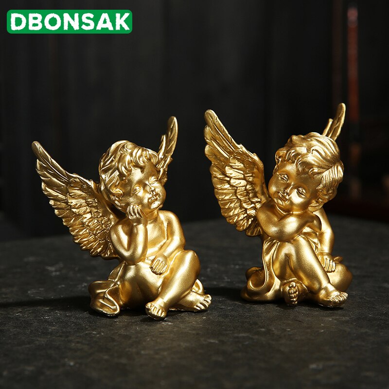 Europeisk harpiks hvitt måke søt amor engel dekorasjon håndverk skrivebord ornament jul bryllup figurer