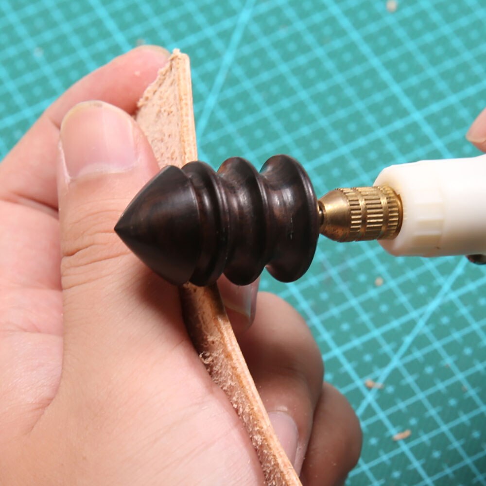 Läderverktyg kant elektrisk polering slicker platt / spetsigt huvud sandelträ läder hantverk diy verktyg spets brännare slipstång