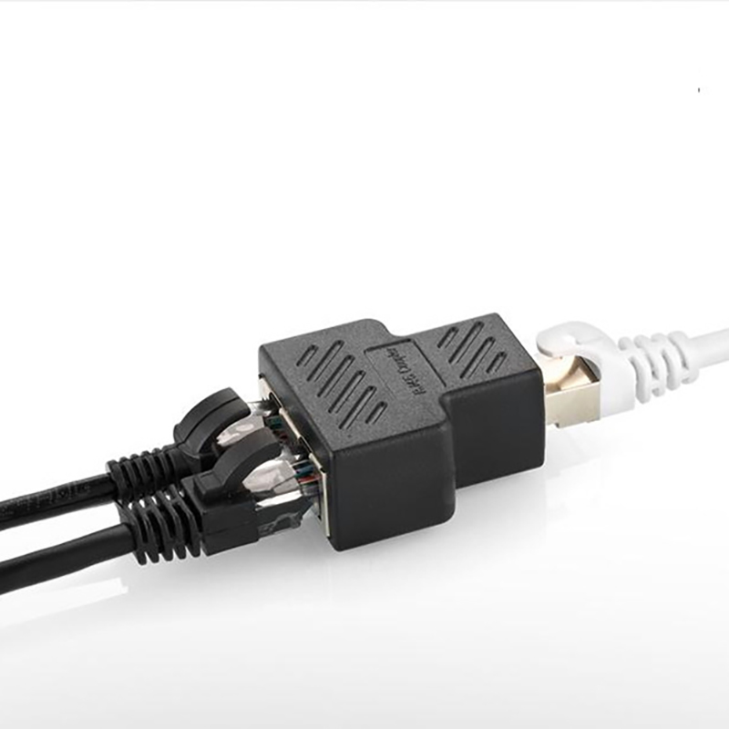 Rj45 gbps nätverkskabelkontakt förlängningskabeladapter  rj45 8- kärnig skärmad direkthuvud en delad tvåkonverterare kabeldelare