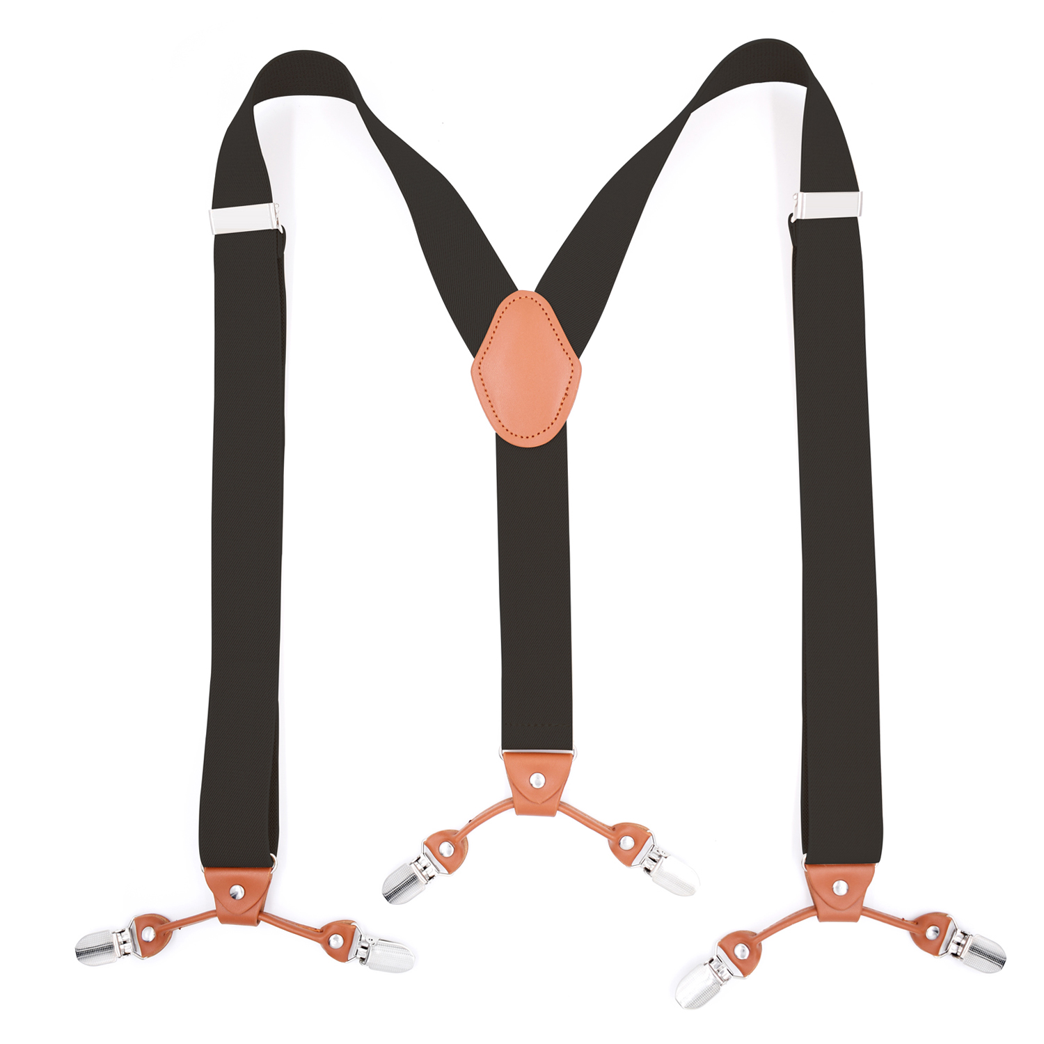 Heavy Duty Suspenders for Men 3.5cm Wide Y-Back with 6 Metal Clips Adjustable Elastic Trouser Braces Straps Father Husband