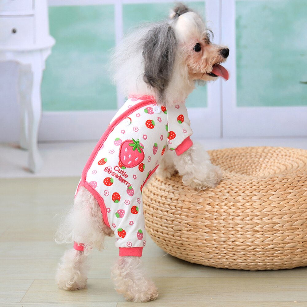 Lemmikkikissa vaatteet koira pyjamat pentu haalari koiran takki chihuahua pomeranian print söpö vaatetus paita: 1 / Xs