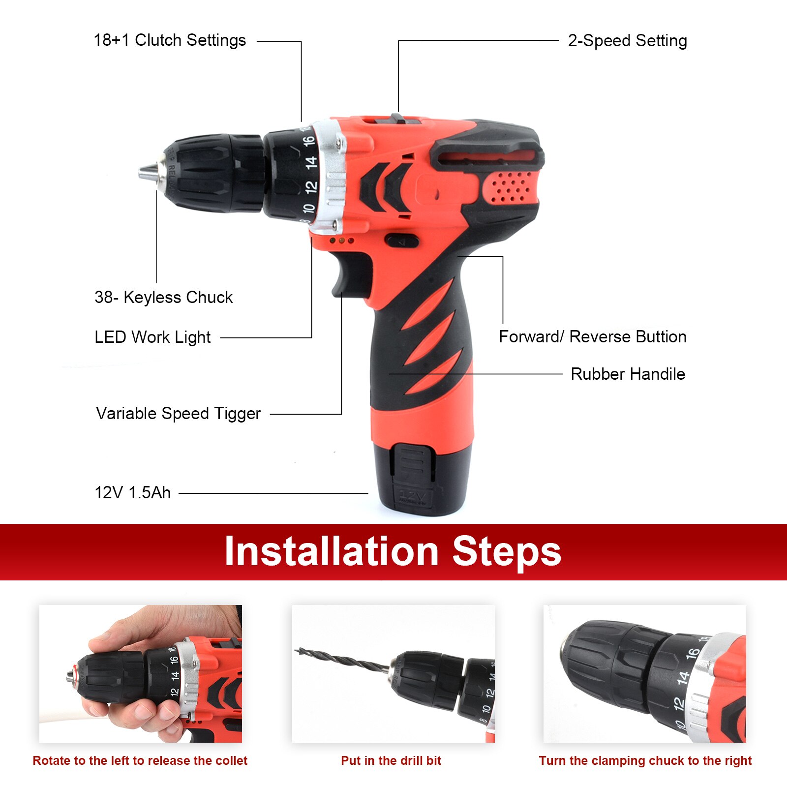 12V 20 N.M Cordless Battery Charger Drill Brushless Electric Screwdriver Rechargeable Power Tools Drilling Machine