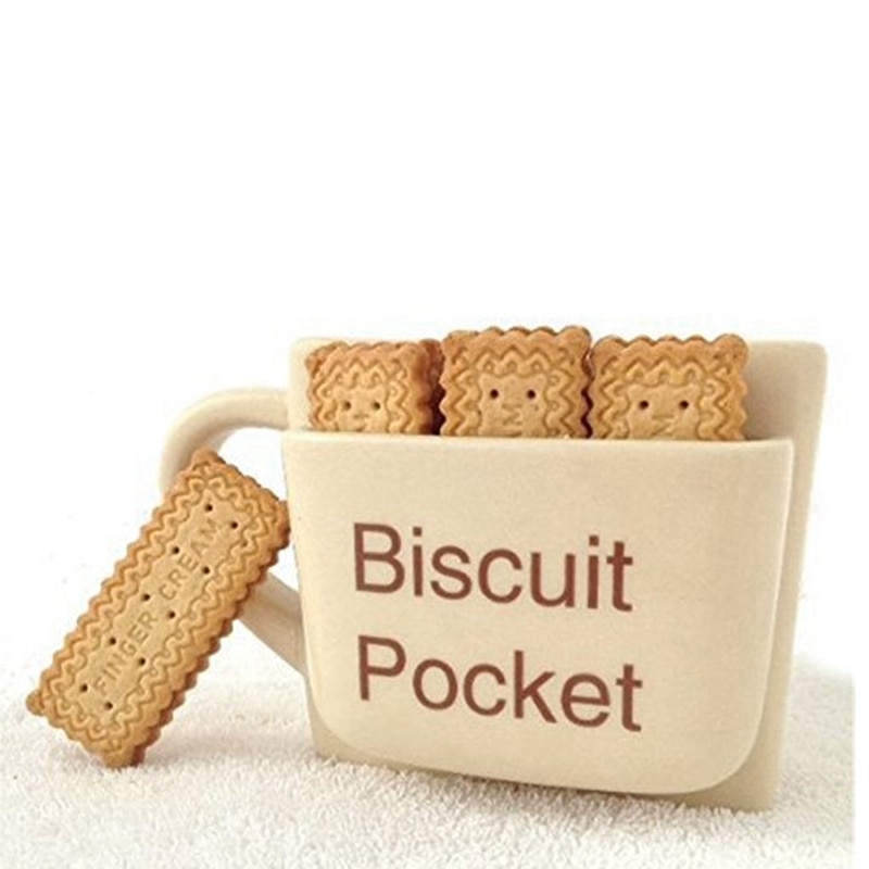 Coffee Mug with Biscuit Cookie Dessert Pocket Funny Mug Ceramic Mugs for Coffee Tea Cup Travel Coffee Cup