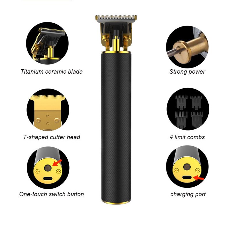 Vgr usb oppladbart hårhårklipper elektrisk hårtrimmer trådløs barbermaskin til menn barberhårskjæremaskin