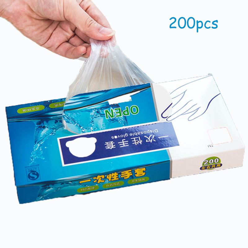 200Pcs Disposable Gloves Catering Hair Products Eating Lobster Thicken Transparent Plastic PE Film Gloves Disposable Kitchenware: Default Title