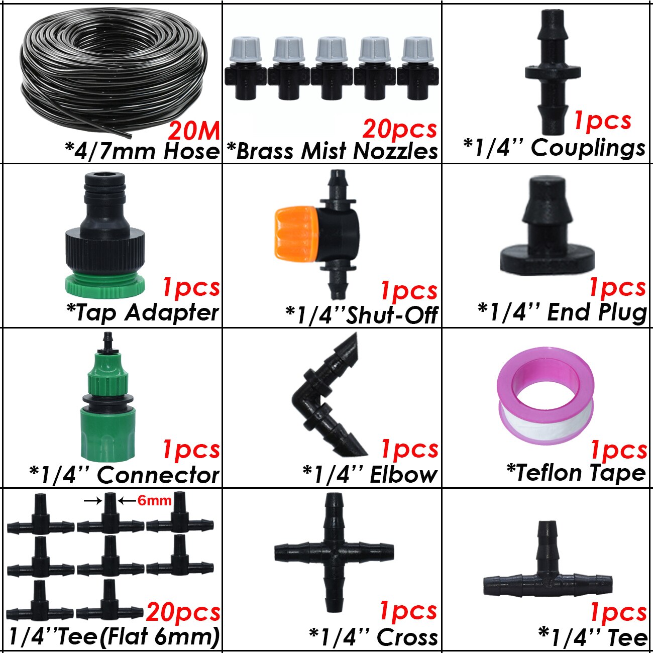 SPRYCLE 5-50m Gewächshaus Garten 1/4 "Schlauch Automatische Mikro Bewässerung Bausatz Tropf Bewässerung System Einstellbar Durcheinander Zerstäubung düse: Schokolade