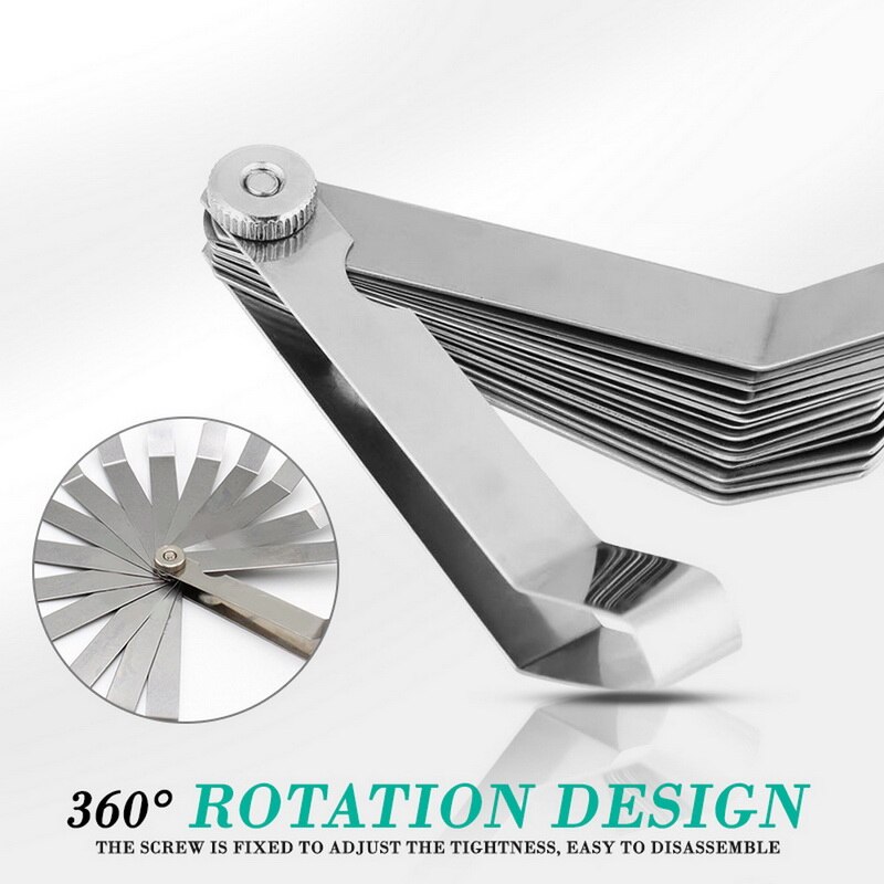 Metric Filler Feeler Gauge Steel Feeler Gauge for Measuring Gap Gauge Set with 16 Blades Thickness Curved Stainless Steel Gap