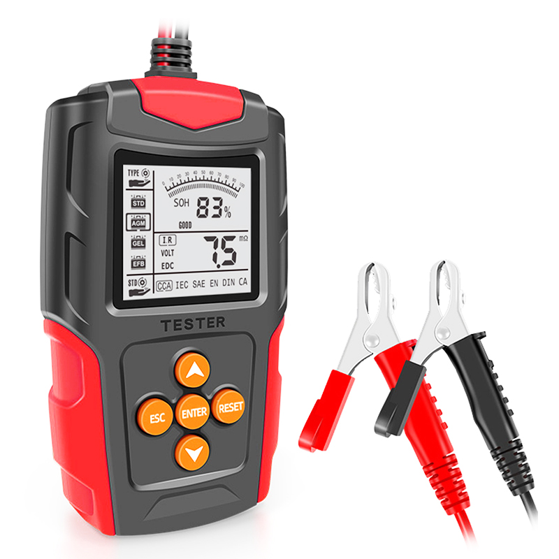 FOXSUR 12V 24Volt Car Battery Tester Analyzer for Automotive AGM Gel WET Battery Meter CA SLA CCA IR SOH Checking Accumulators: Red