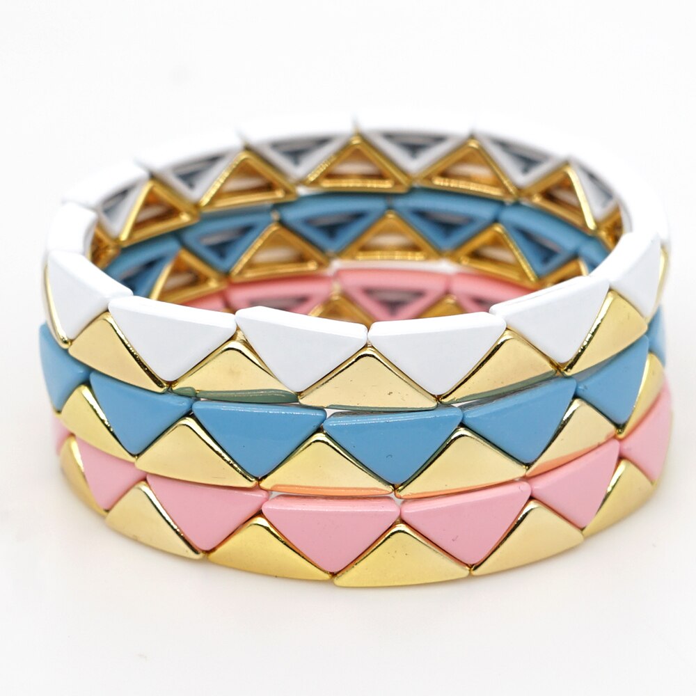 Shinus LOVE Letter Bracelet For Women Enamel Tile Bracelets On Hand Boho Bangle Stretch Pulseras Jewelry: RO-S190003