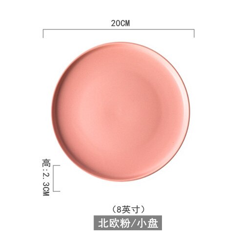 Nordic Servies Keramische Plaat Creatieve Persoonlijkheid Matte Glazuur Westerse Voedsel Plaat Ontbijt Plaat Salade Grote Steak Plaat: 8 inch Pink