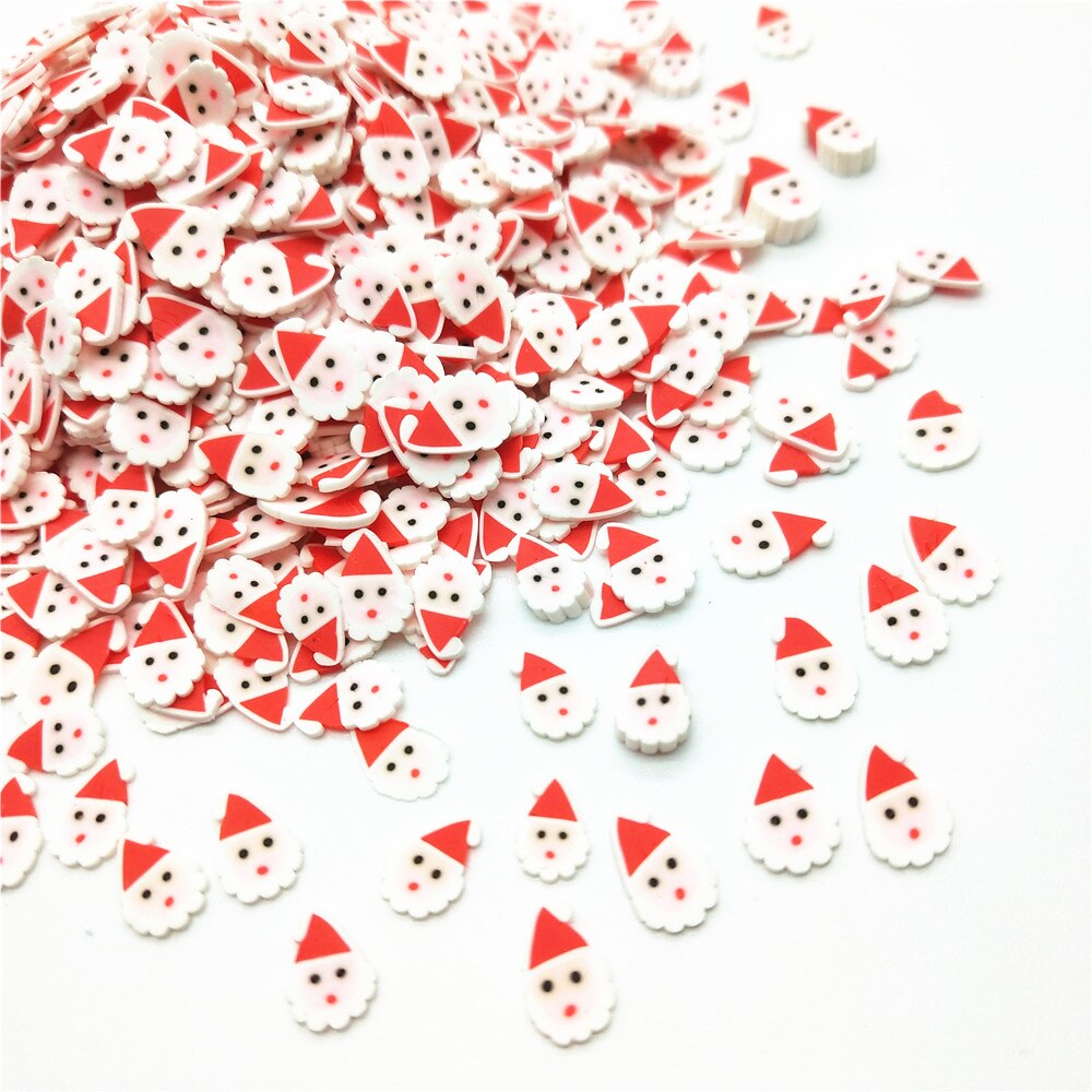 20g/lot 5mm Santa Claus Christmas Items Polymer Clay for DIY Crafts Father Christmas With Red Cap