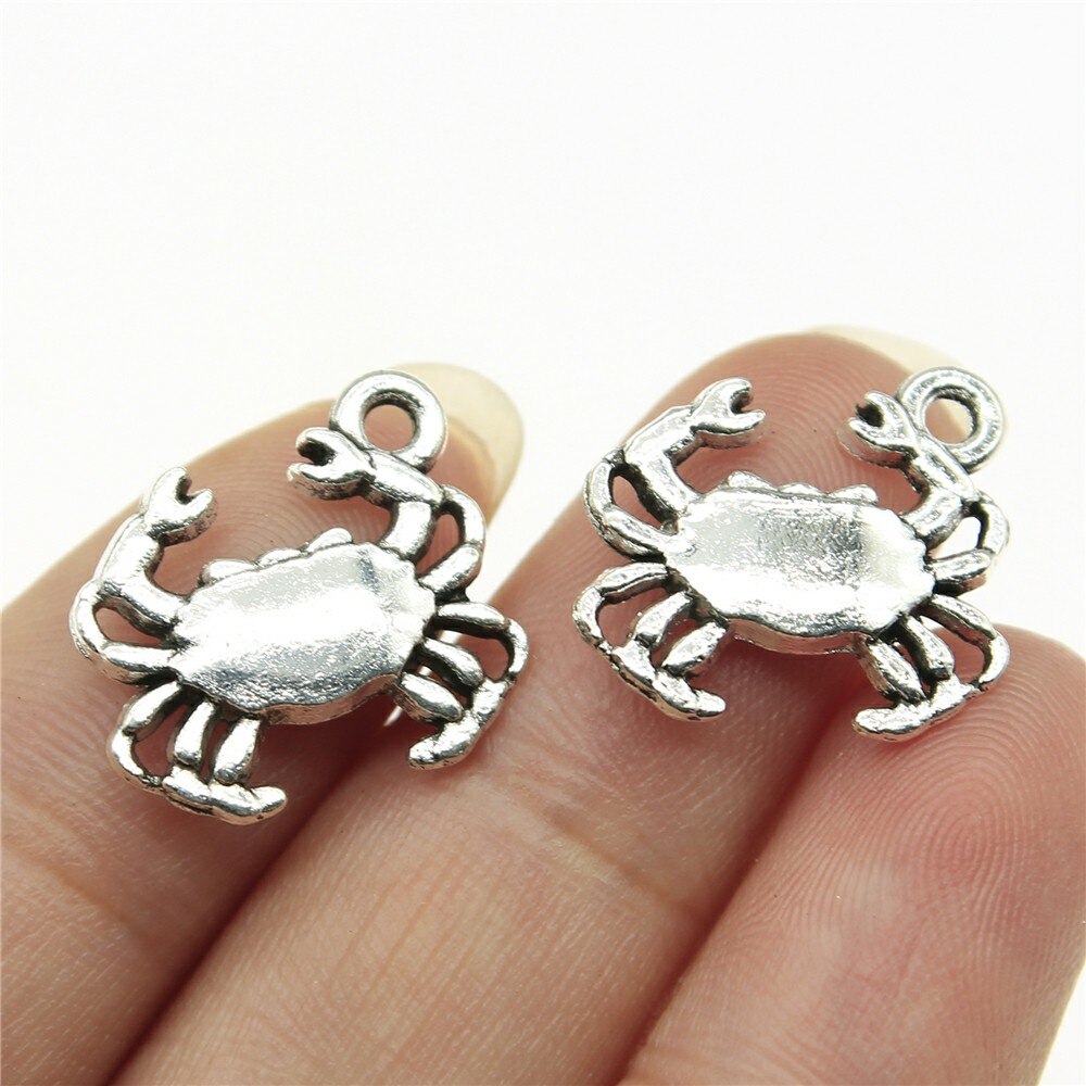 WYSIWYG 20 pièces 15x16mm crabe breloque pendentifs pour la fabrication de bijoux Antique couleur argent crabe pendentifs breloque crabe