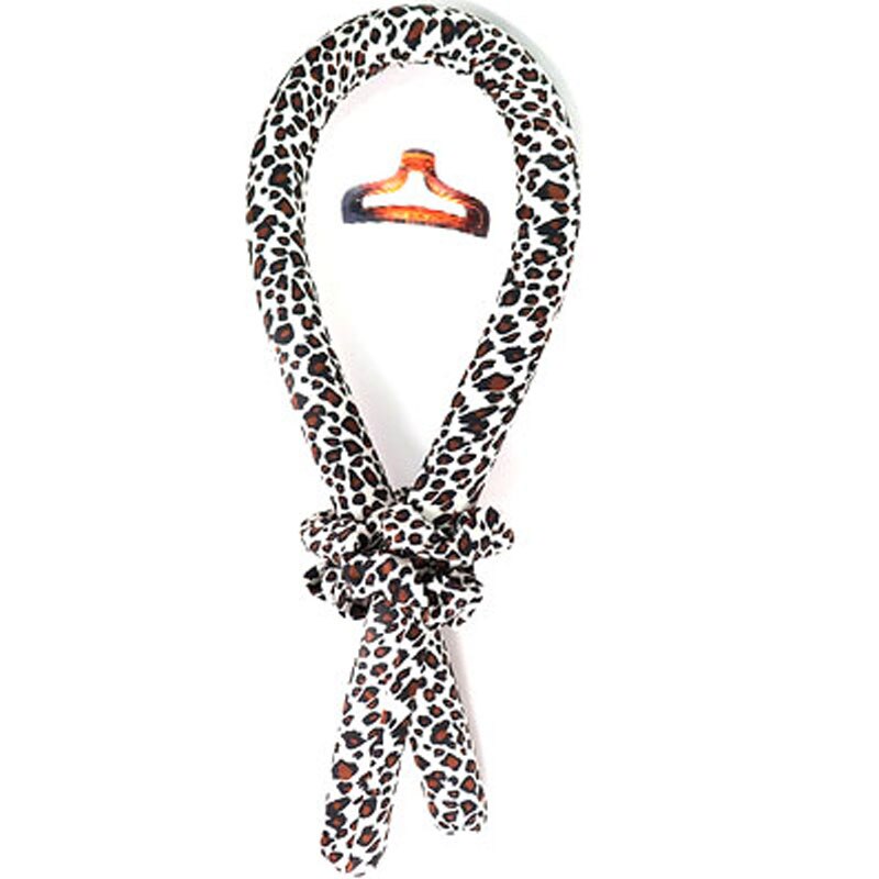 Haste de ondulação cacheadora sem calor, faixa de seda para ondular e cachear o cabelo, fita sem calor: White Leopard
