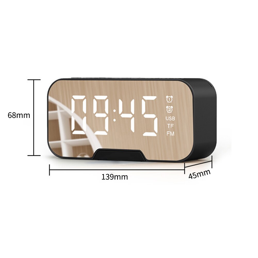 LED Mirror Bluetooth Alarm Clock Multifunction Wireless Subwoofer Music Player Electronic Digital Table Clock Home Decoration