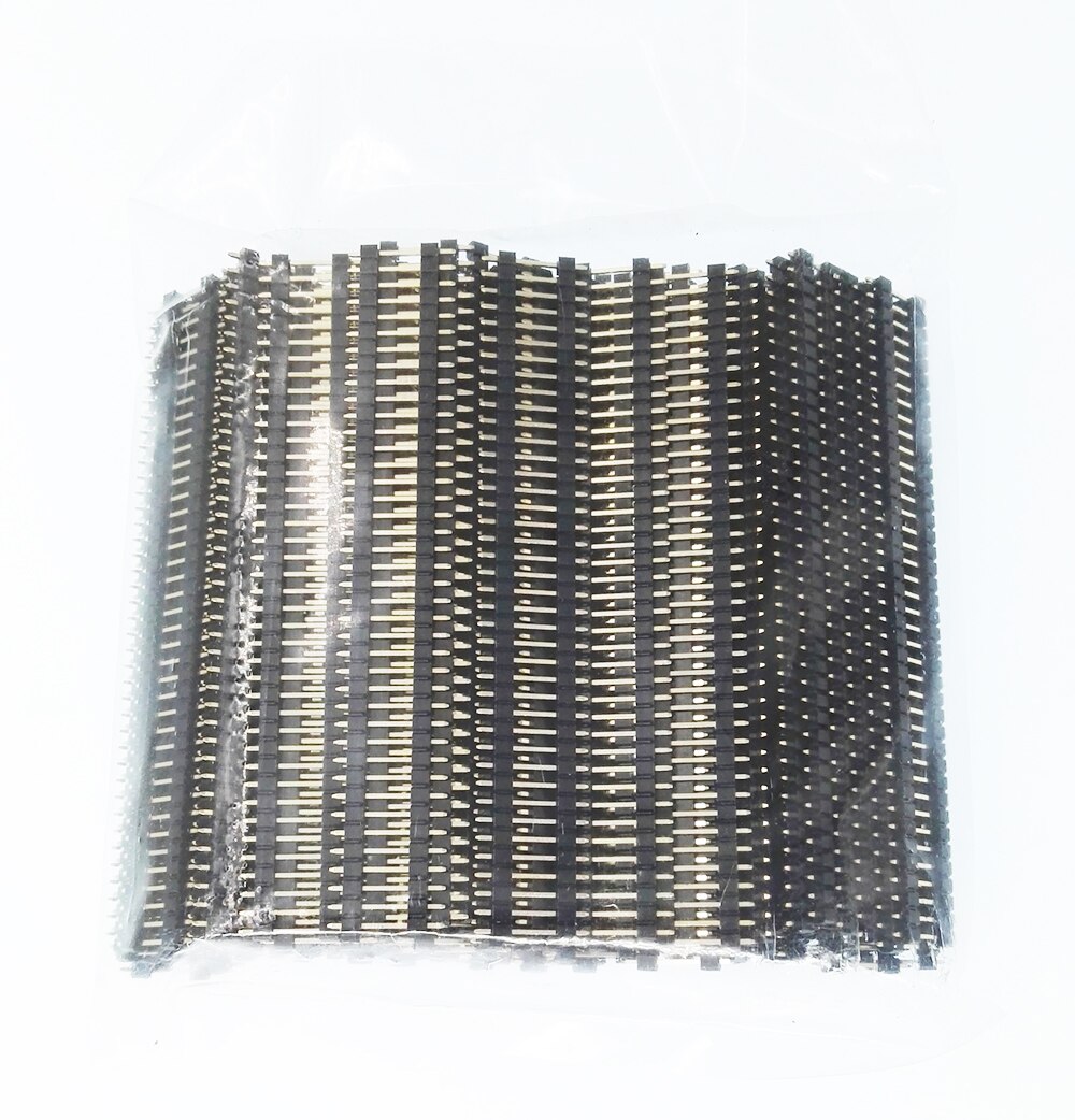 10 st 2.54mm 1 x 40p l7.5/11.4-40mm lång enkelrad rak, stapelbar trådbygel mässing guldpläterad pcb-kontakt hanstiftshuvud