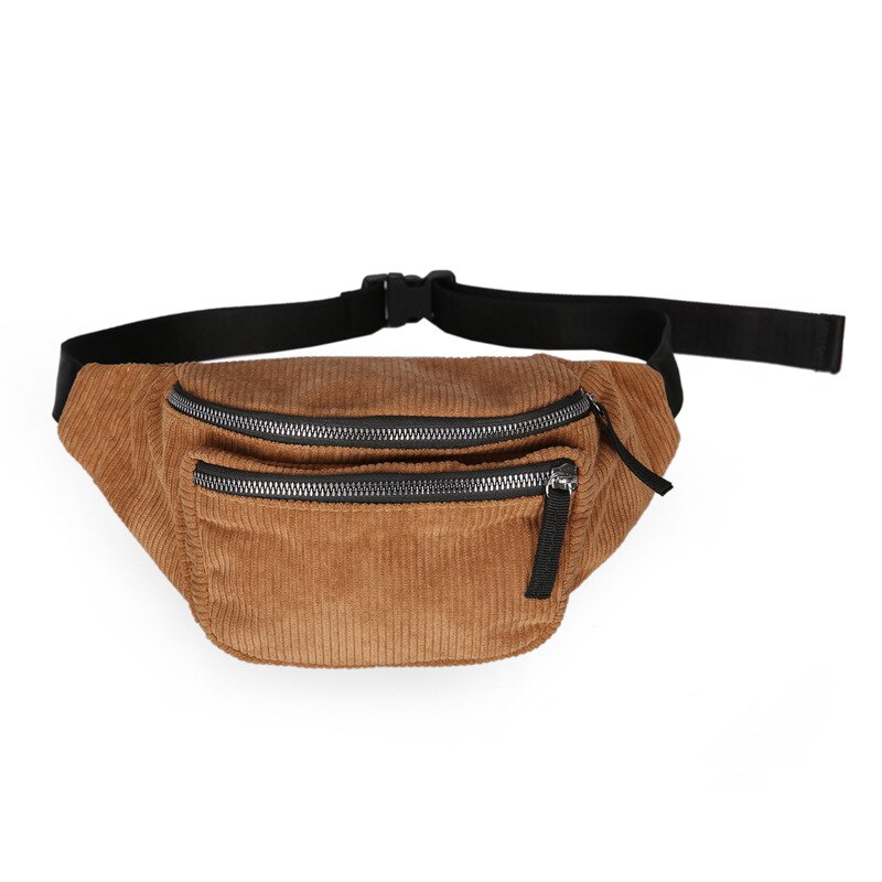 Lerret midjeveske unisex glidelås brystveske street sport casuale fanny pack jente gutt midje belteposer telefon midje packb 90