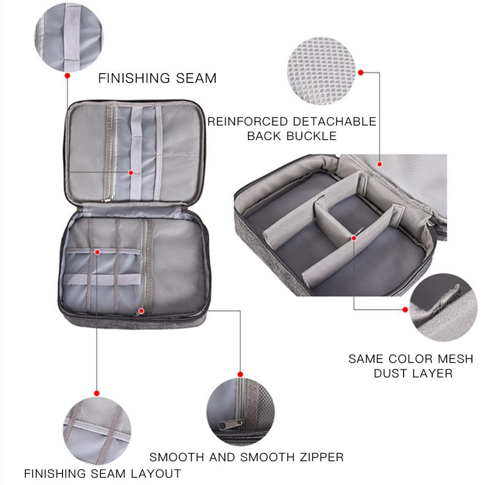 3-layer Electronics Storage Bag Gadget Organizer Multi-functional Digital Devices Organizer Data Cable Storage Case