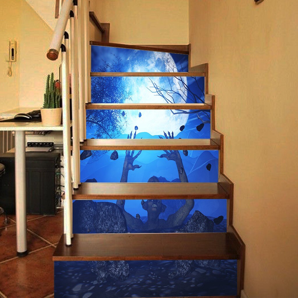 Halloween Home Decor Stickers for Home Staircase Decoration Stair DIY Riser Floor Sticker Stairs Wall Sticker Pegatinas /C