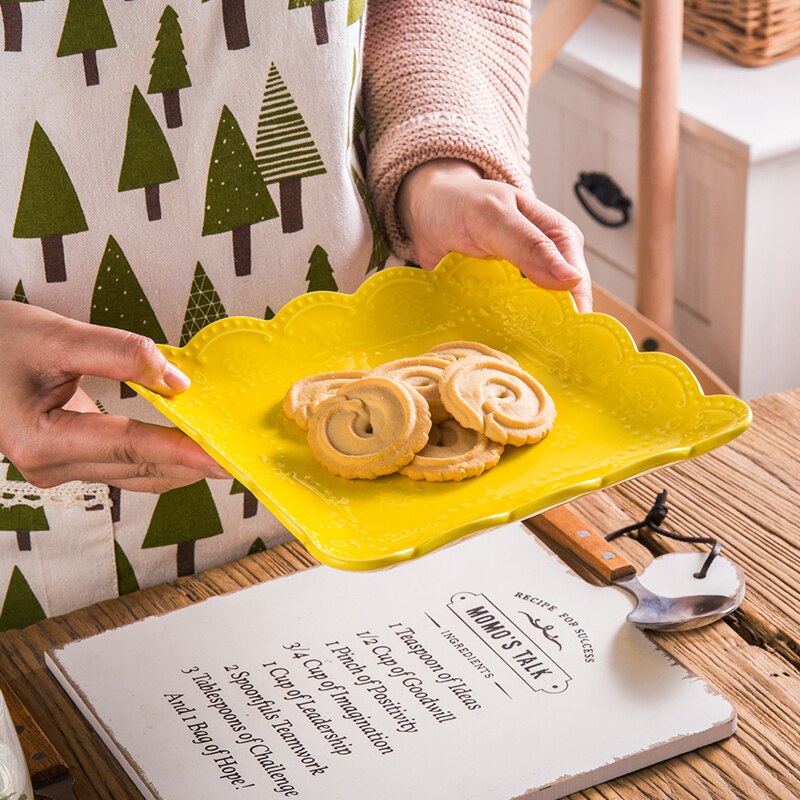 Multi-color Optional 6 Inches x5pcs/set Ceramic Plate Western Food Plates Salad Plate Square Flat plate Dinner tray Cake Dish