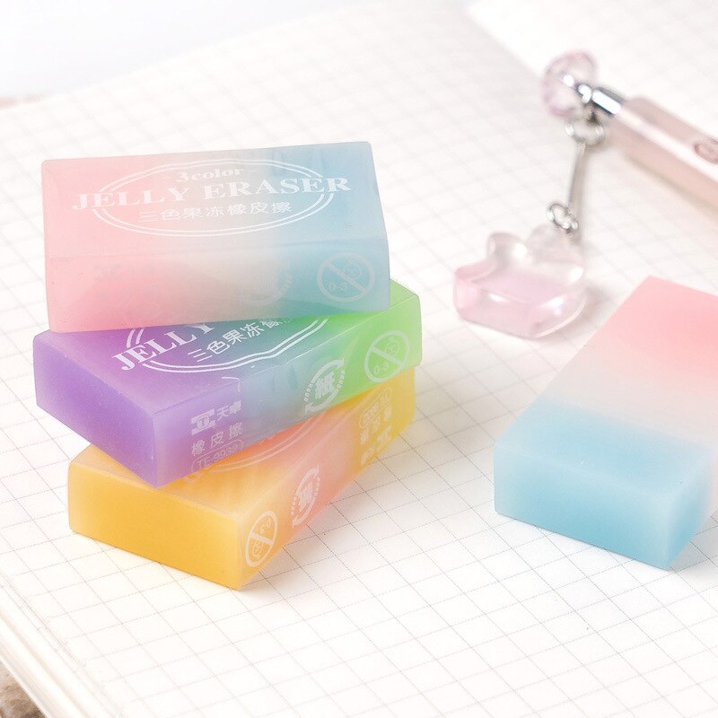 Cute Gradient Jelly Rubber Eraser Primary Student Prizes Promotional Stationery School Supplies Erasers for Kids