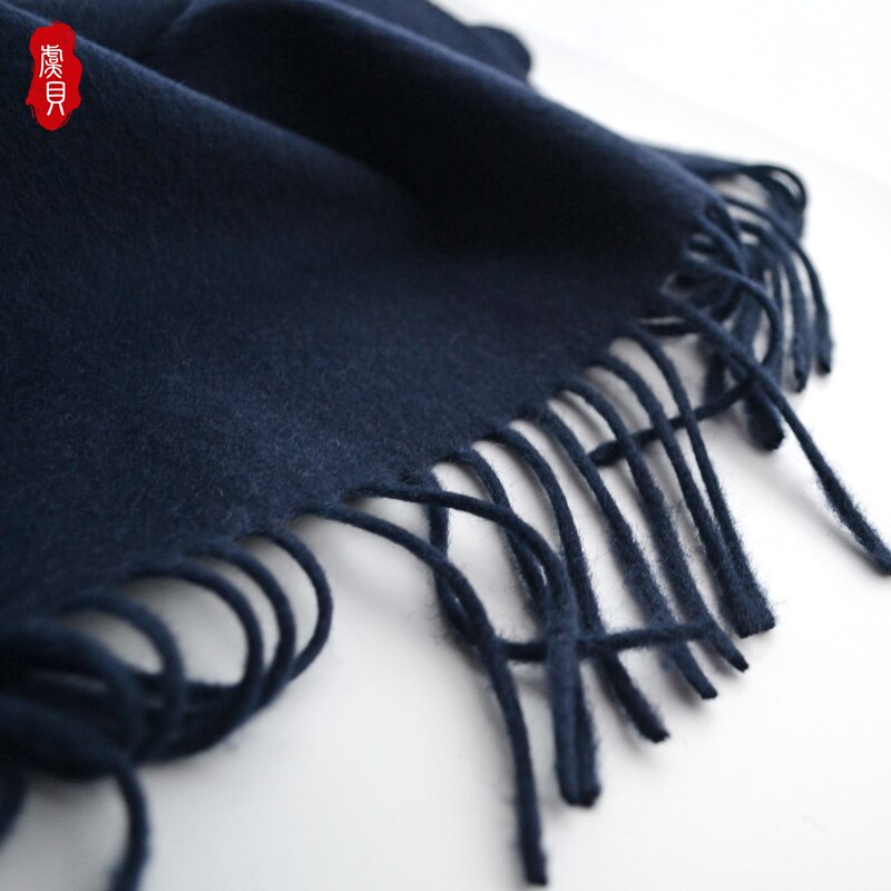 Granatowy niebieski wełna szalik kobiety wąskie małe kaszmirowe chustki mężczyźni miękkie szyk moda cienkie ciepłe jednolity kolor szal prezent dla pań dziewczyna