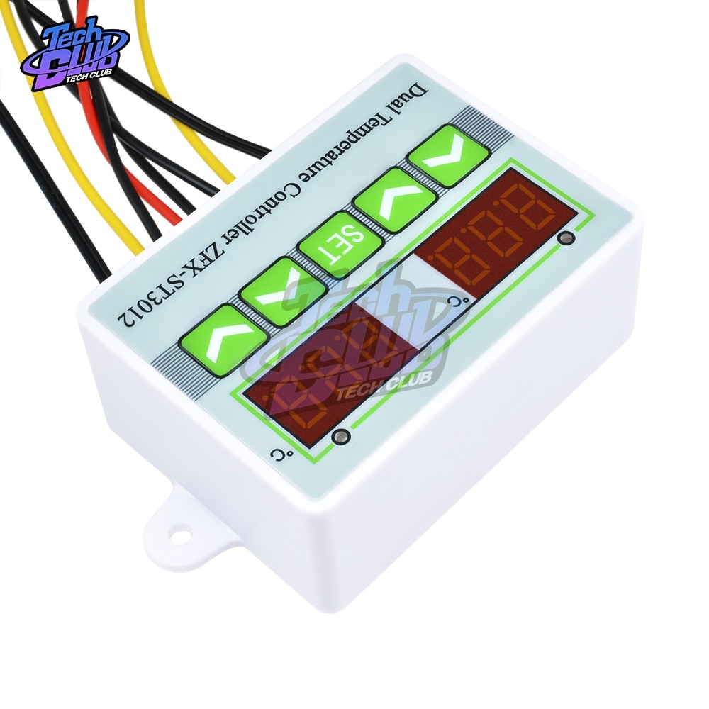 Termostato Digital LED ST3012, controlador de temperatura con pantalla Dual 10A, termómetro DC 12 24 220 V, Control térmico con Sensor NTC