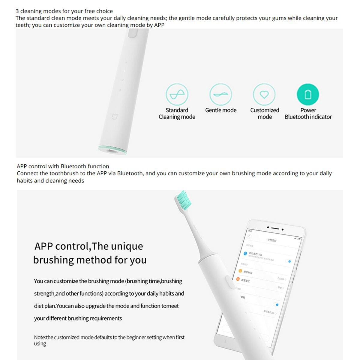 Xiaomi Mijia International Version IPX7 Smart Sonic Electric Toothbrush Rechargeable Tooth Brush Ultrasonic