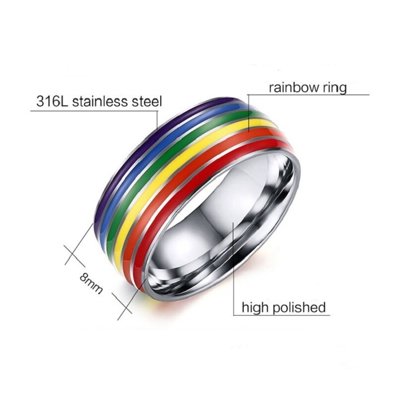 Regenboog Ring Voor Vrouwen Mannen Lgbt Lebian Gay Sieraden Rvs Emaille Wedding Engagement Ringen
