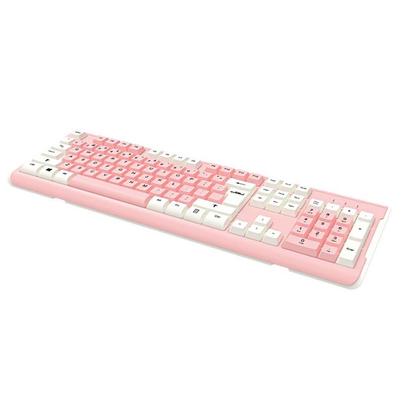 Teclado rosa con cable USB para jugadores, teclas con retroiluminación para ordenadores portátiles, para el trabajo en casa: 2