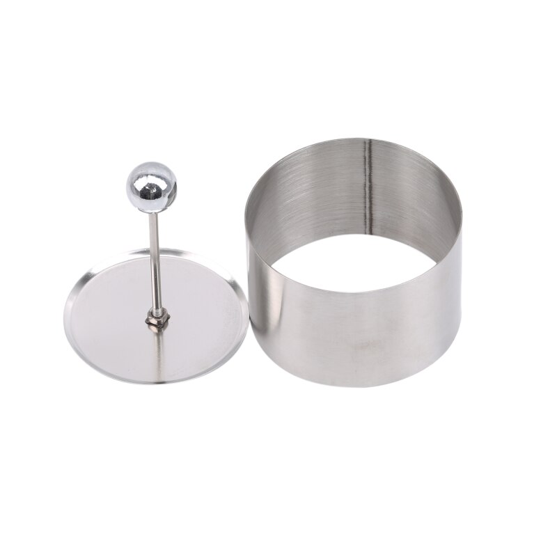 Molde redondo para platos fríos con tablero de empuje, herramientas creativas para platos de Hotel de cocina, plato para ensalada, molde que da forma de arroz frito de acero inoxidable: L 1 lap 1 push