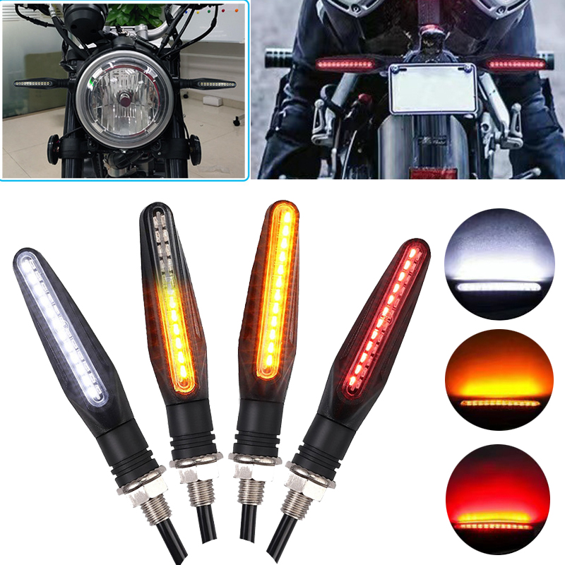 24LED Motorrad LED Blinker Weiß verrotten Bernstein Fließende Indikatoren Vorne Hinten Licht Blinker Blinker Für Schmutz Fahrrad Sport
