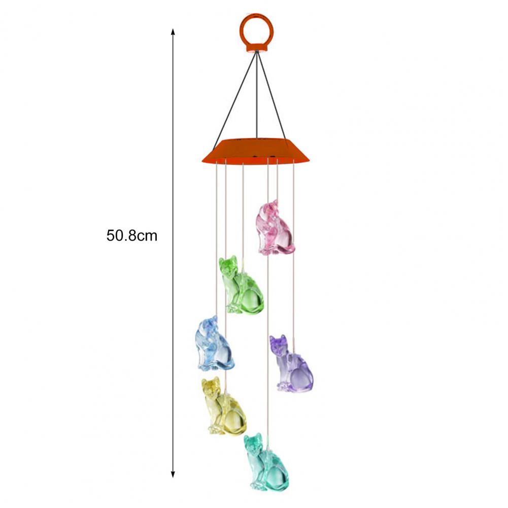 LED Solar Wind Chimes Energy Saving Color Changing Cat Wind Chimes Decoration Lights Garden Yard Patio Porch Wind Bell Lights