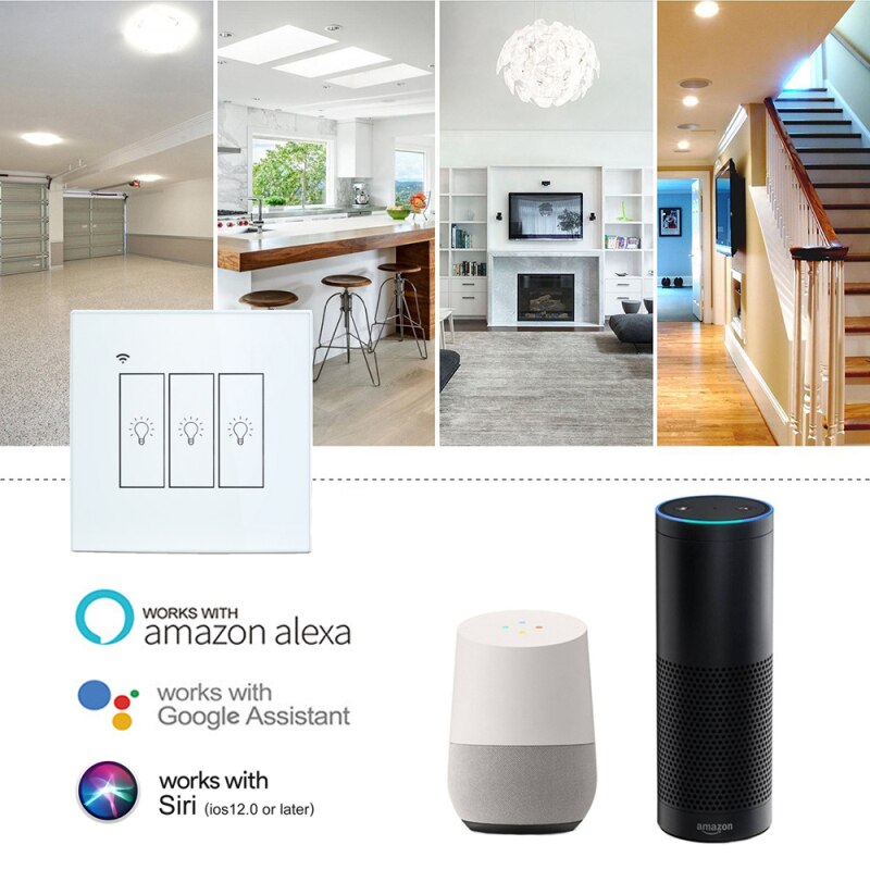 1/2/3 Bende Slimme Schakelaar Tuya Smart Leven Wi-fi Europese Standaard Voice Afstandsbediening Touch Schakelaar Ac 100-240V Wifi Timing Schakelaar