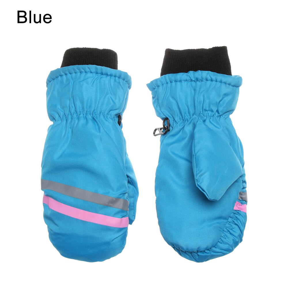 1Pair Children Winter Ski Snowboard Gloves Boy Girls Kids Windproof Waterproof Thicken Mittens Warm Gloves Winter Must: blue