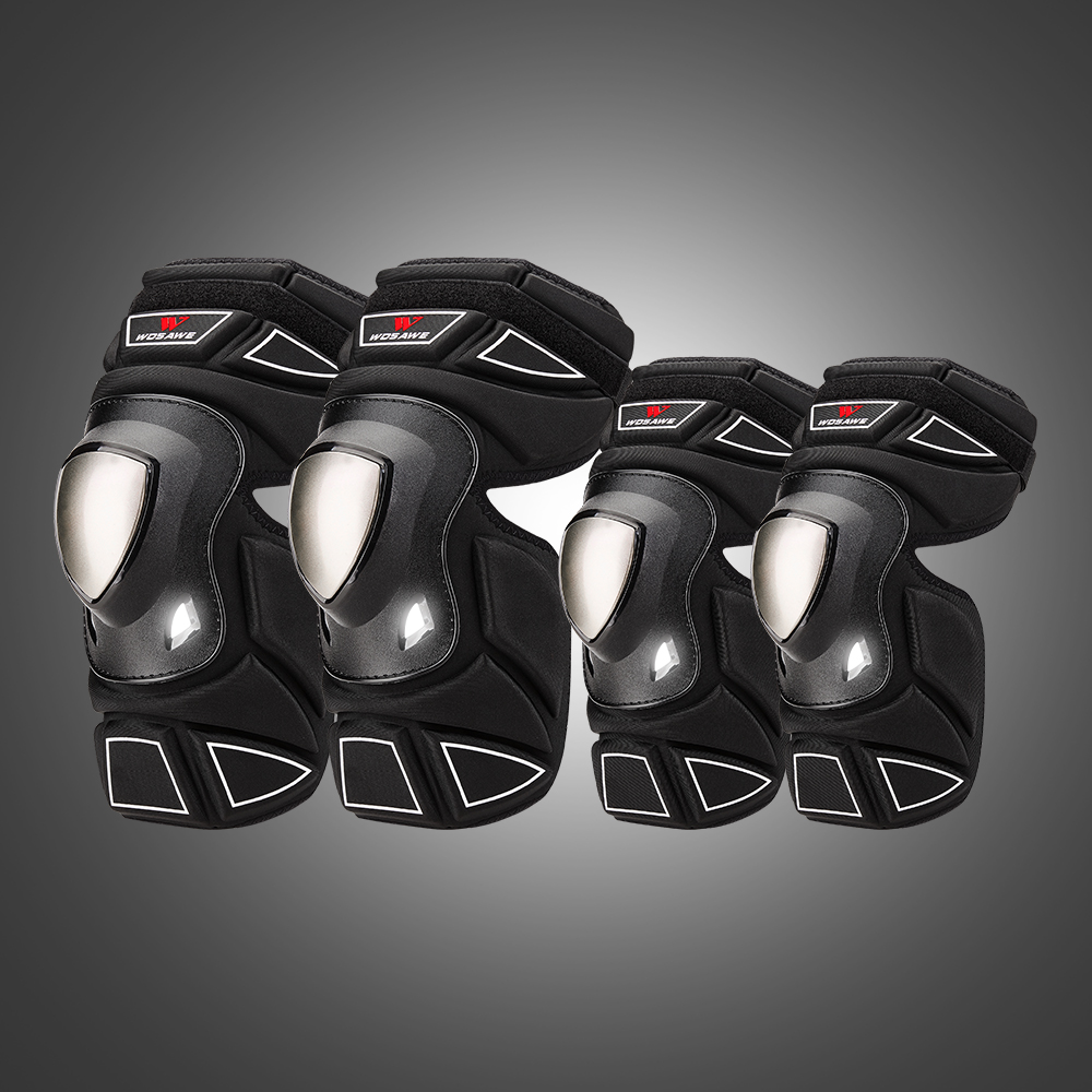 WOSAWE motorfiets kniebescherming roestvrij staal moto elleboog kniebeschermers motorcross race beschermende uitrusting beschermer bewakers kits