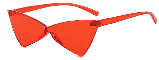 Plastic cat eye Driehoek zonnebril vrouwelijke candy kleur retro vintage bril randloze groene zonnebril vrouwen een stukken eyewear: C4 red