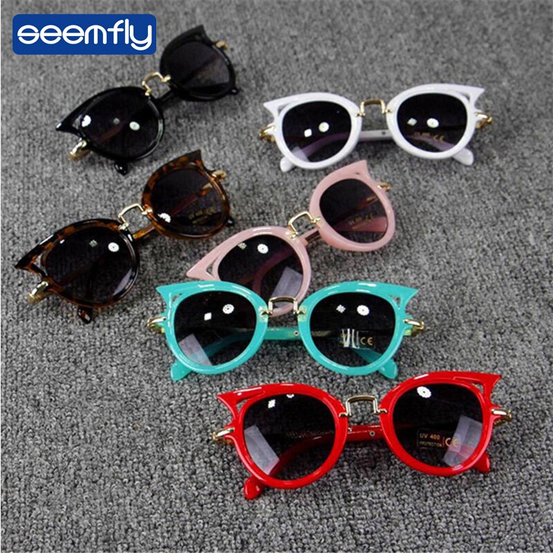 Seemfly lindo bebé de ojo de gato gafas de sol de los niños de dibujos animados de animales UV400 gafas de sol niños gafas para niñas y niños